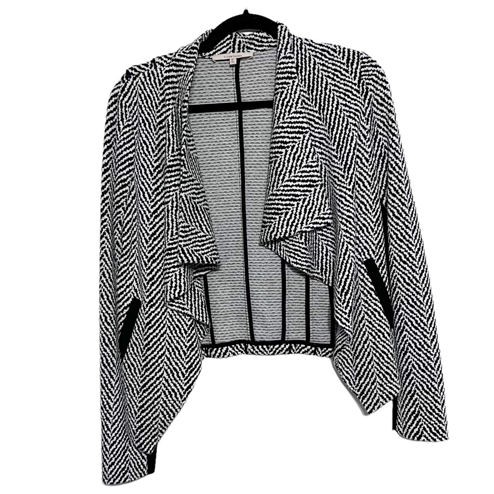 41 Hawthorne Black & White Draped Open Blazer Cardigan